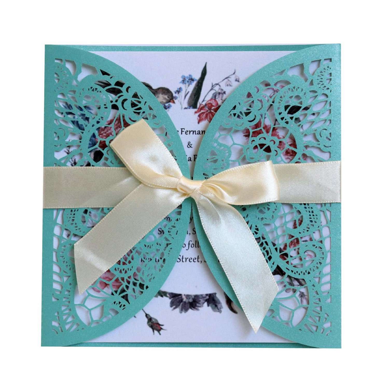Elegant Invitation Card Square Wedding Card Holiday Greeting Card Laser Cut 